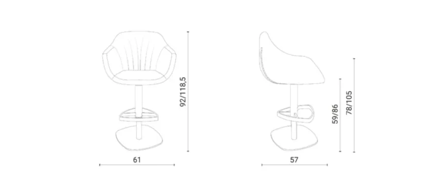 obrazek 2 Designerskie, skórzane, obrotowe krzesło barowe