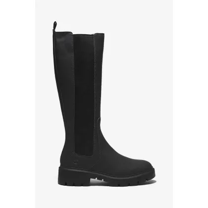 Zdjęcie Timberland kozaki skórzane Cortina Valley Tall damskie kolor czarny na płaskim obcasie A5NGB-BLACK
