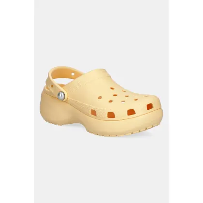 Zdjęcie Crocs klapki Classic Platform Pearl Clog damskie kolor pomarańczowy na platformie 211231-78Z