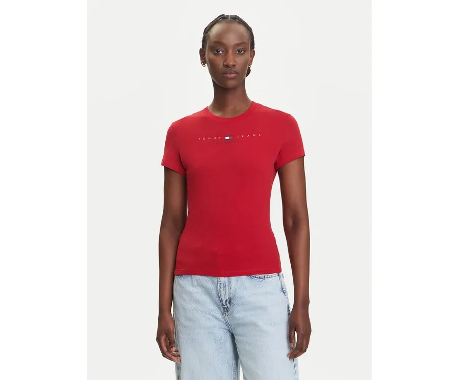 obrazek 1 Tommy Jeans T-Shirt Linear DW0DW21422 Czerwony Slim Fit