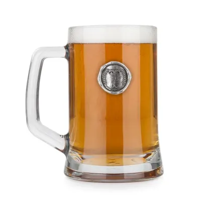 Zdjęcie Ekskluzywny kufel z cynowym inicjałem – ozdobną literą „T” – prezent na wyjątkową okazję