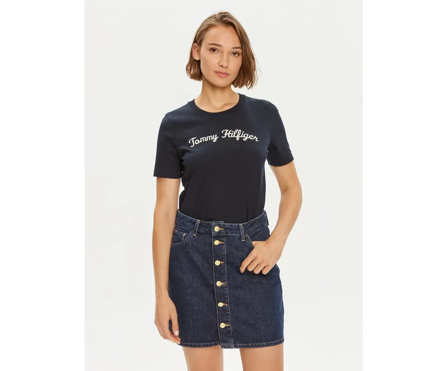 obrazek 1 Tommy Hilfiger T-Shirt Script WW0WW42589 Granatowy Regular Fit