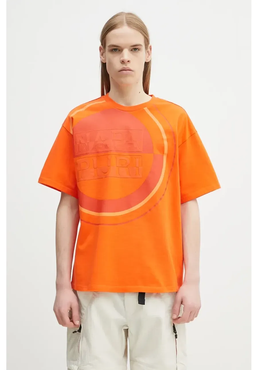 obrazek 1 Napapijri t-shirt bawełniany S-Tusco męski kolor pomarańczowy z nadrukiem NP0A4IEEA001