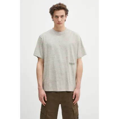 Zdjęcie Barbour t-shirt Barbour Calton Linen Blend OS Fit T-Shirt męski kolor beżowy z aplikacją MTS1404
