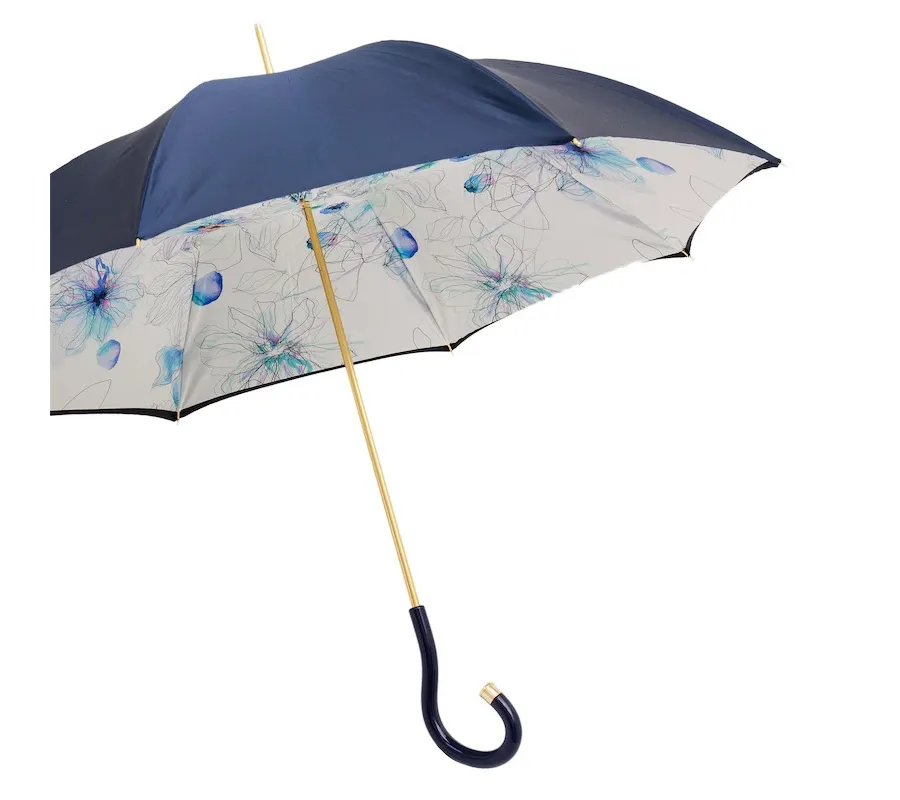 obrazek 7 Piękny stylowy parasol damski w kolorze granatowym z delikatnym motywem ozdobnym - Pasotti
