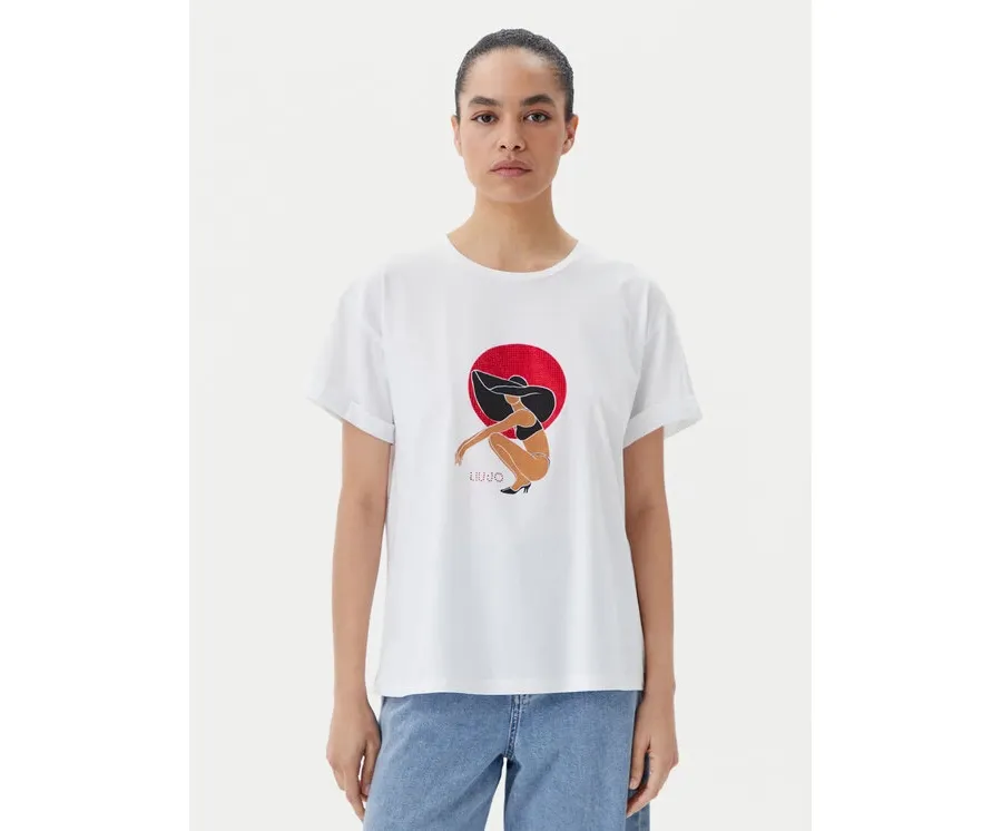 obrazek 1 Liu Jo Beachwear T-Shirt q-roa-35173 Biały Regular Fit