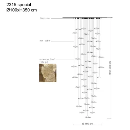 Zdjęcie Wyjątkowy żyrandol z przezroczystymi i złotymi zawieszkami wykonywany na zlecenie – Il Paralume Marina