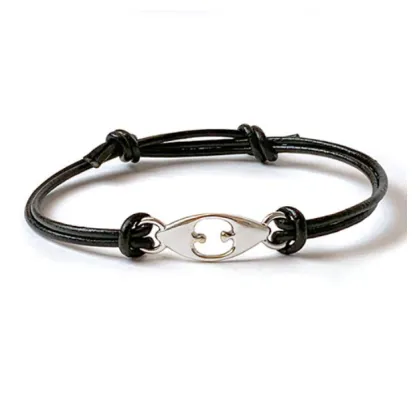 Zdjęcie Wyjątkowa posrebrzana bransoletka z paskiem skórzanym