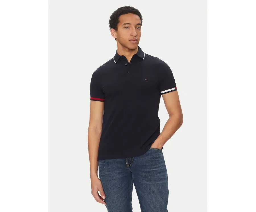 obrazek 1 Tommy Hilfiger Polo Flag Cuff MW0MW38458 Granatowy Slim Fit