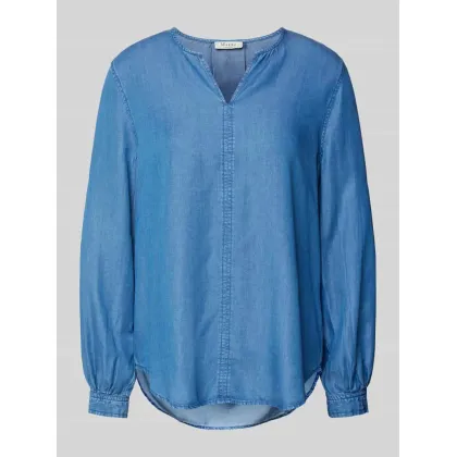 Zdjęcie Bluzka jeansowa o kroju regular fit z kołnierzem z lamówką