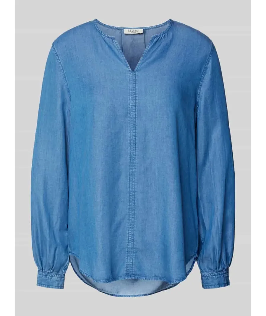 obrazek 1 Bluzka jeansowa o kroju regular fit z kołnierzem z lamówką