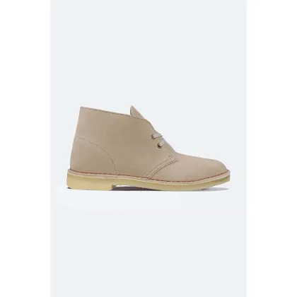 Zdjęcie Clarks botki zamszowe Desert Boot damskie kolor beżowy na płaskim obcasie 26155525-CREME
