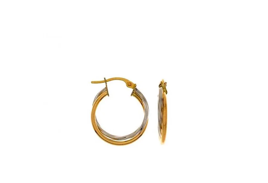 obrazek 1 Eleganckie podwójne złote kolczyki 15 mm