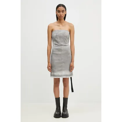 Zdjęcie Rick Owens sukienka Splintered Denim Bustier kolor szary mini dopasowana DS02D2501.HSCF
