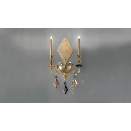 Picture Gold-colored wall lamp with colorful crystals - Masiero