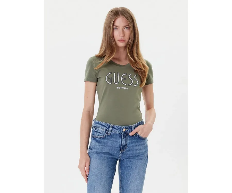 obrazek 1 Guess T-Shirt W5YI05 J1314 Khaki Regular Fit