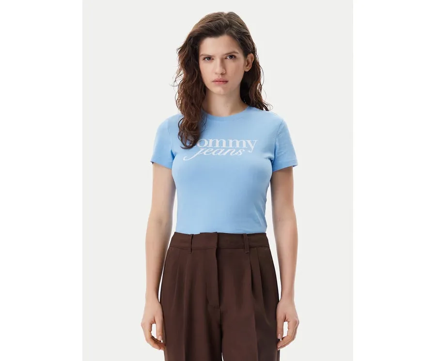 obrazek 1 Tommy Jeans T-Shirt Essential DW0DW19447 Błękitny Slim Fit