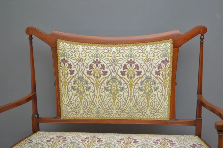 obrazek 5 Stylowa sofa w stylu secesyjnym, o profilowanej i inkrustowanej górnej poręczy,