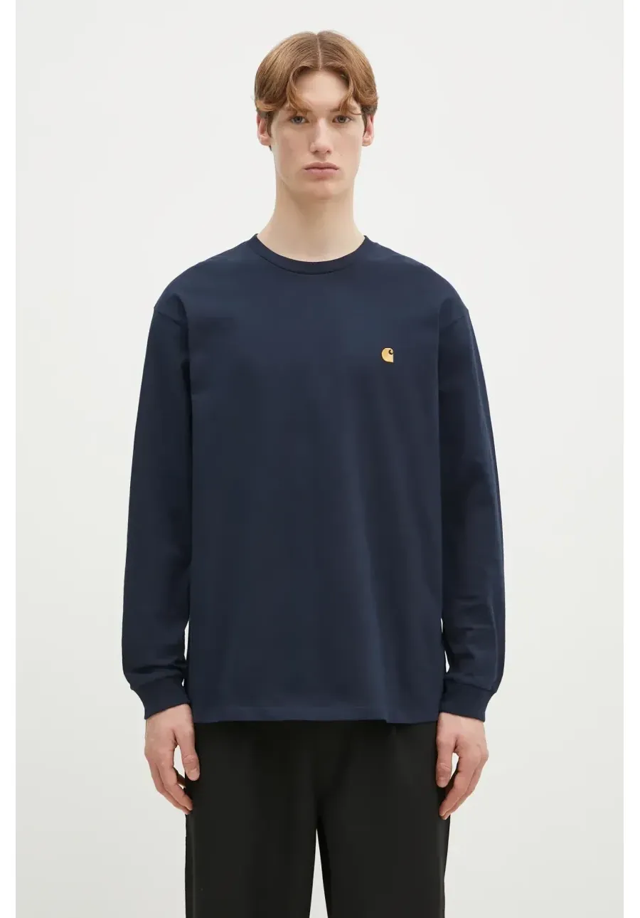 obrazek 1 Carhartt WIP longsleeve bawełniany Longsleeve Chase kolor granatowy gładki I026392.2MZXX