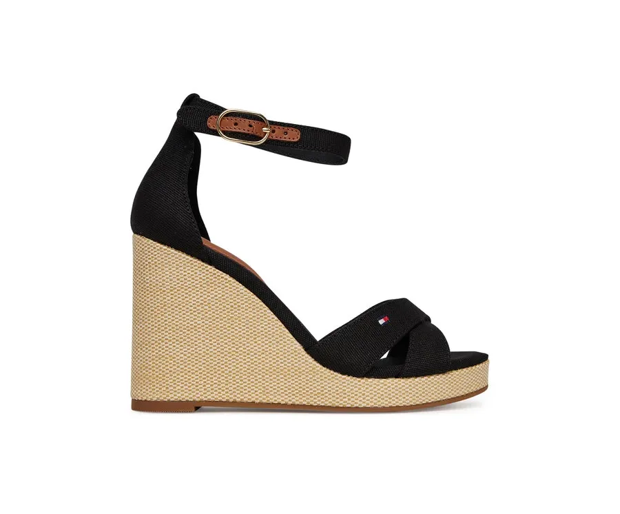 obrazek 1 Tommy Hilfiger Sandały Flag High Wedge Espad Crisscross FW0FW08661 Czarny