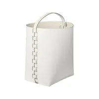 Picture White leather basket Helena with handle 35x30xH45 cm