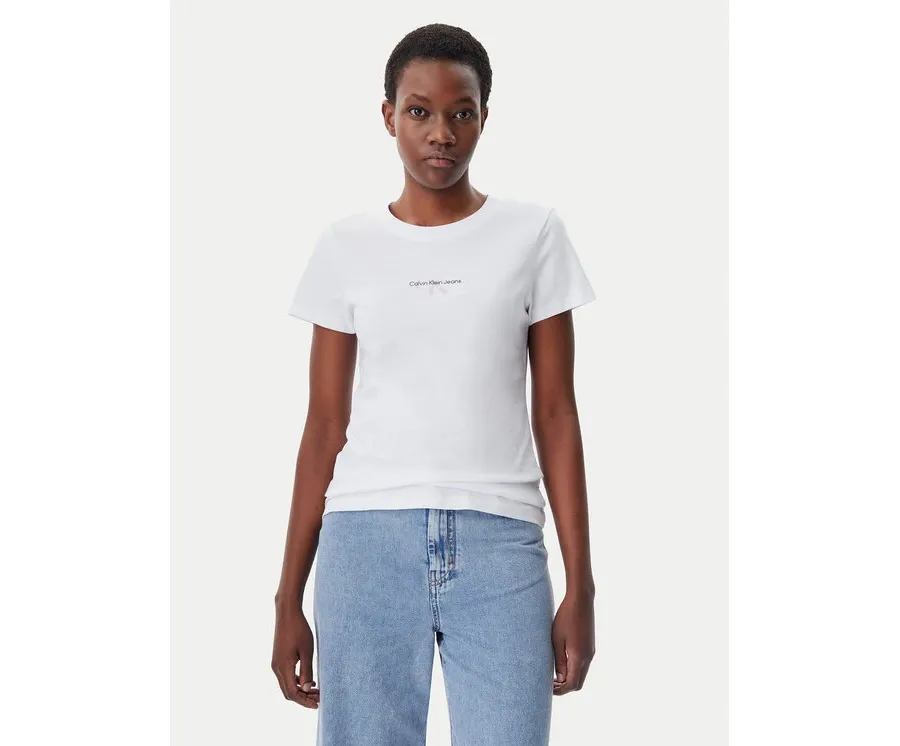 obrazek 1 Calvin Klein Jeans T-Shirt Gradient Monologo J20J225252 Biały Slim Fit