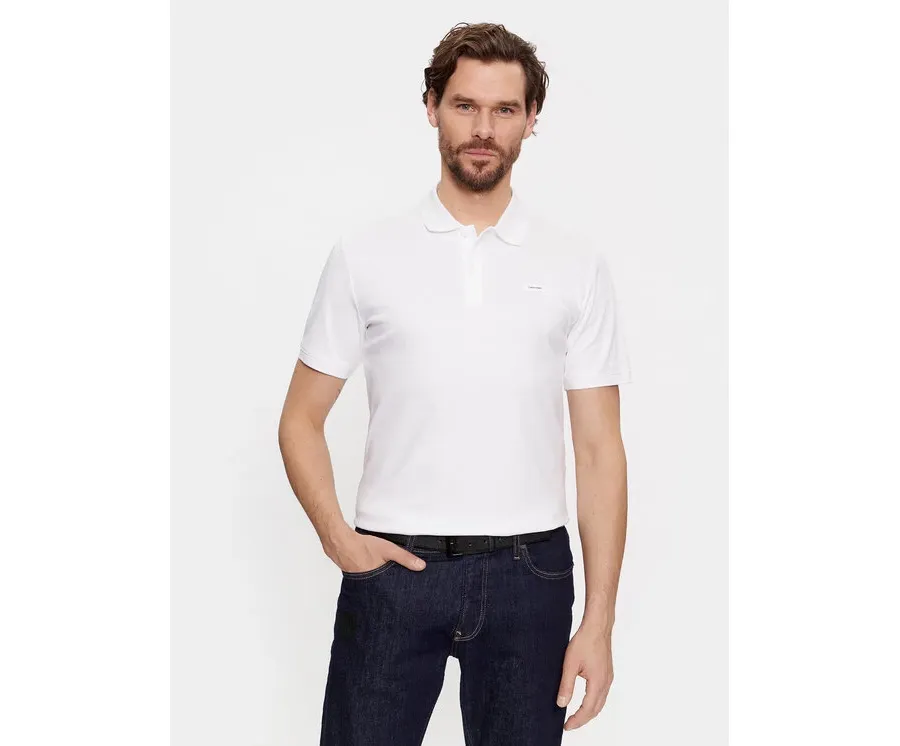obrazek 1 Calvin Klein Polo Smooth Cotton Slim Polo K10K111657 Biały Regular Fit
