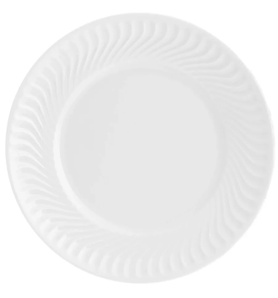 obrazek 1 Porcelanowy płaski okrągły talerz Sagres z wyjątkowym zdobieniem przypominającym falę - Vista Alegre