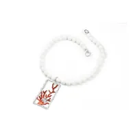 Zdjęcie Luksusowy naszyjnik Srebro rodowane Białe cyrkonie Czerwony lakier do paznokci