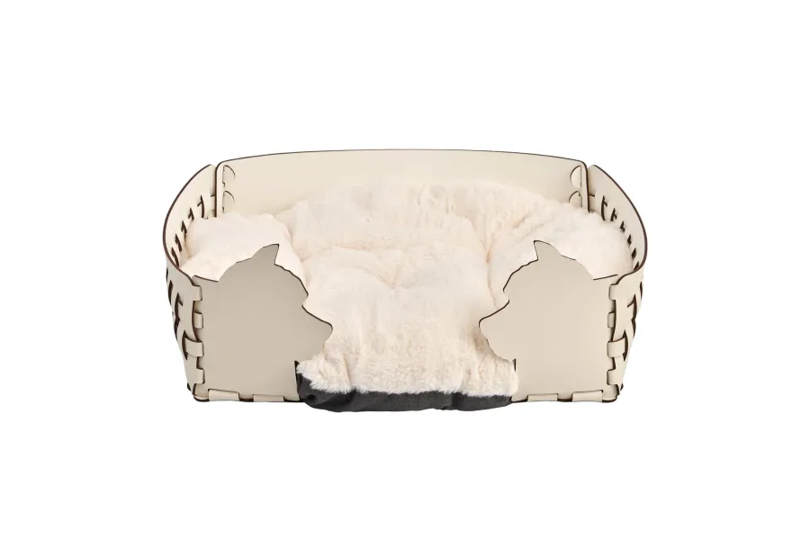 obrazek 1 Wyjątkowe legowisko dla psa 45x30xH15 cm z dwustronną poduszką w kolorze waniliowym