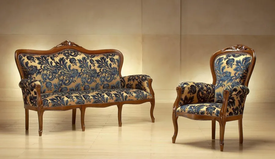 obrazek 1 Stylowa sofa i fotel do luksusowego salonu w stylu francuskim – Morello Gianpaolo