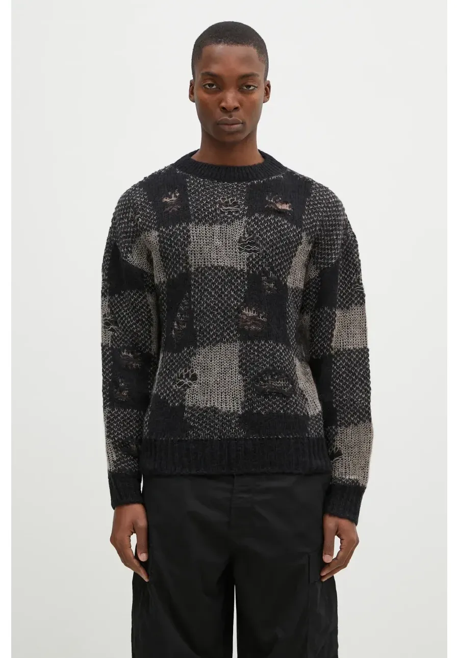 obrazek 1 Our Legacy sweter wełniany Sonar Roundneck męski kolor czarny lekki M4243SBD