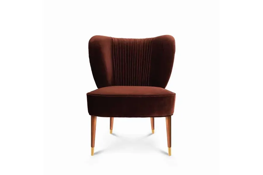 picture 1 Upholstered armchair with brass accents - Ottiu