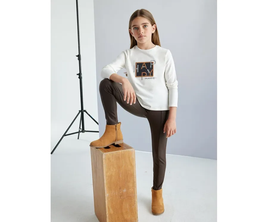 obrazek 1 Mayoral Legginsy 7750 Brązowy Slim Fit