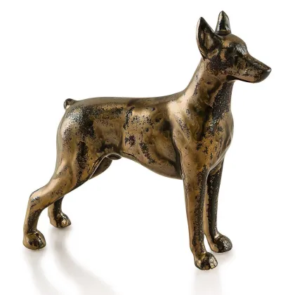 Picture Ceramic mini Doberman statuette in oxidized bronze finish - Ahura