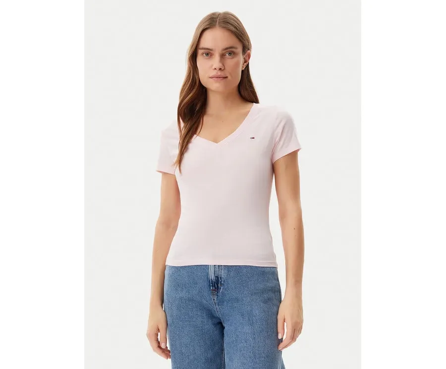 obrazek 1 Tommy Jeans T-Shirt DW0DW20458 Różowy Slim Fit