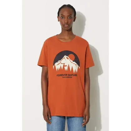 Zdjęcie Fjallraven t-shirt bawełniany Nature kolor pomarańczowy z nadrukiem F87053.243-243