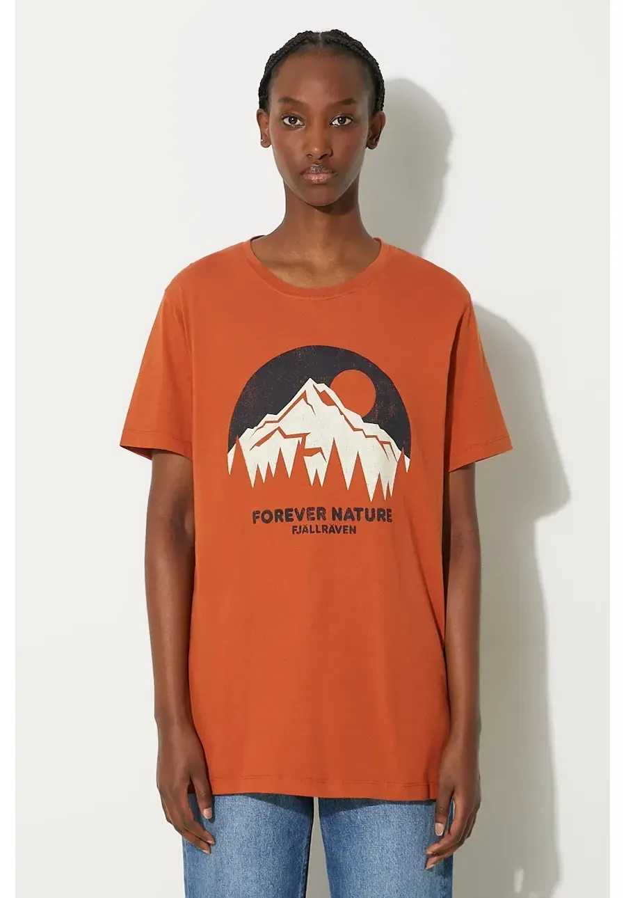 obrazek 1 Fjallraven t-shirt bawełniany Nature kolor pomarańczowy z nadrukiem F87053.243-243