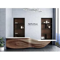 Picture Designer reception counter made of plywood