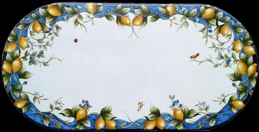 obrazek 1 Oryginalny blat z kamienia wulkanicznego zdobiony motywem cytrusów - Ceramiche Valchida