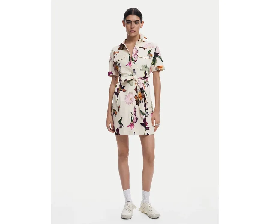 obrazek 1 Desigual Sukienka koszulowa Monicawhite 25SWVW13 Écru Regular Fit