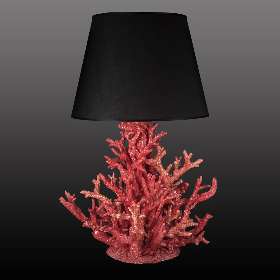 obrazek 1 Lampa ceramiczna na biurko z podstawą w kształcie czerwonego koralowca