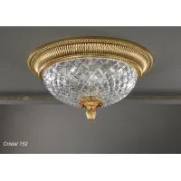 Zdjęcie Cudowna lampa sufitowa z pozłacanego brązu z grawerowanym kryształowym kubkiem