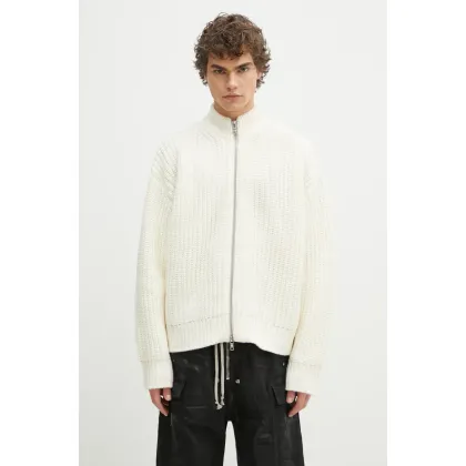 Zdjęcie MKI MIYUKI ZOKU kardigan z domieszką wełny Chuky Rib Knit Track Jacket męski kolor beżowy CHUKY.RIB.KNIT.TRACK.J.