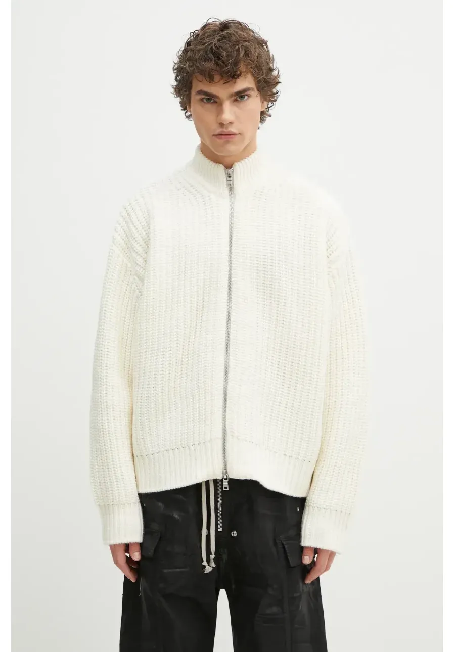 obrazek 1 MKI MIYUKI ZOKU kardigan z domieszką wełny Chuky Rib Knit Track Jacket męski kolor beżowy CHUKY.RIB.KNIT.TRACK.J.