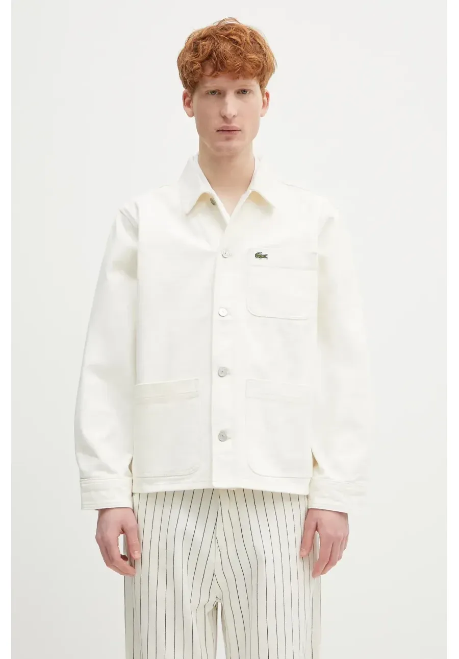 obrazek 1 Lacoste koszula jeansowa męska kolor beżowy regular z kołnierzykiem klasycznym CH9222