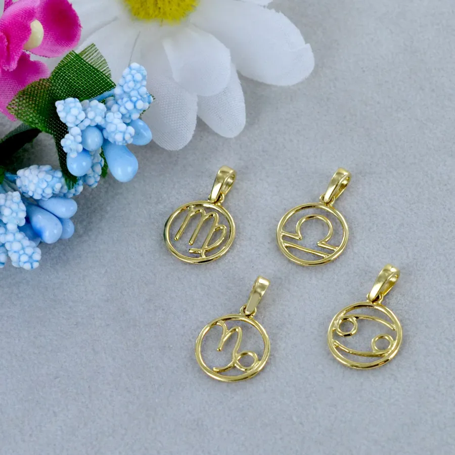 obrazek 2 Minimalistyczny wisiorek znak zodiaku Panna z żółtego złota