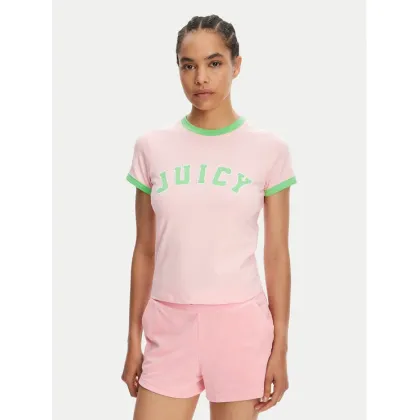 Zdjęcie Juicy Couture T-Shirt Collegiate Ringer JCWCT125320 Różowy Slim Fit