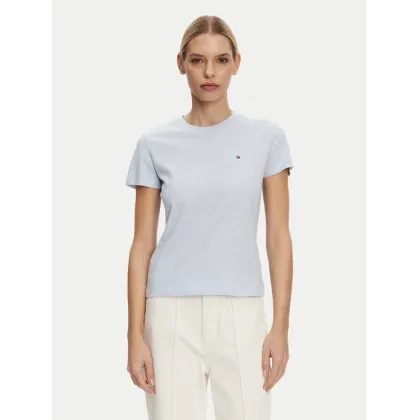 Zdjęcie Tommy Hilfiger T-Shirt Slub WW0WW44433 Błękitny Slim Fit