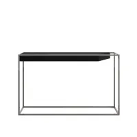 Picture Portuguese console with a top made of black oak wood and black lacquered steel